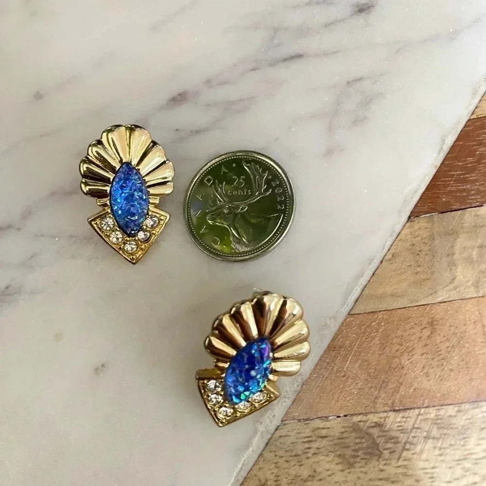 Vintage - Sarah Coventry 1980 Signed Earrings Gold Tone - Picture 2 of 4